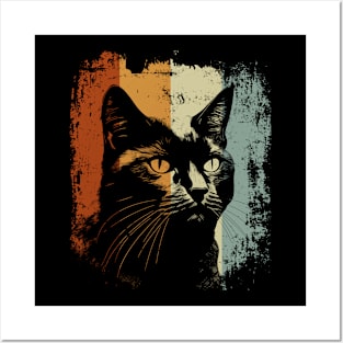 Retro Style Vintage Design British Shorthair Cat Posters and Art